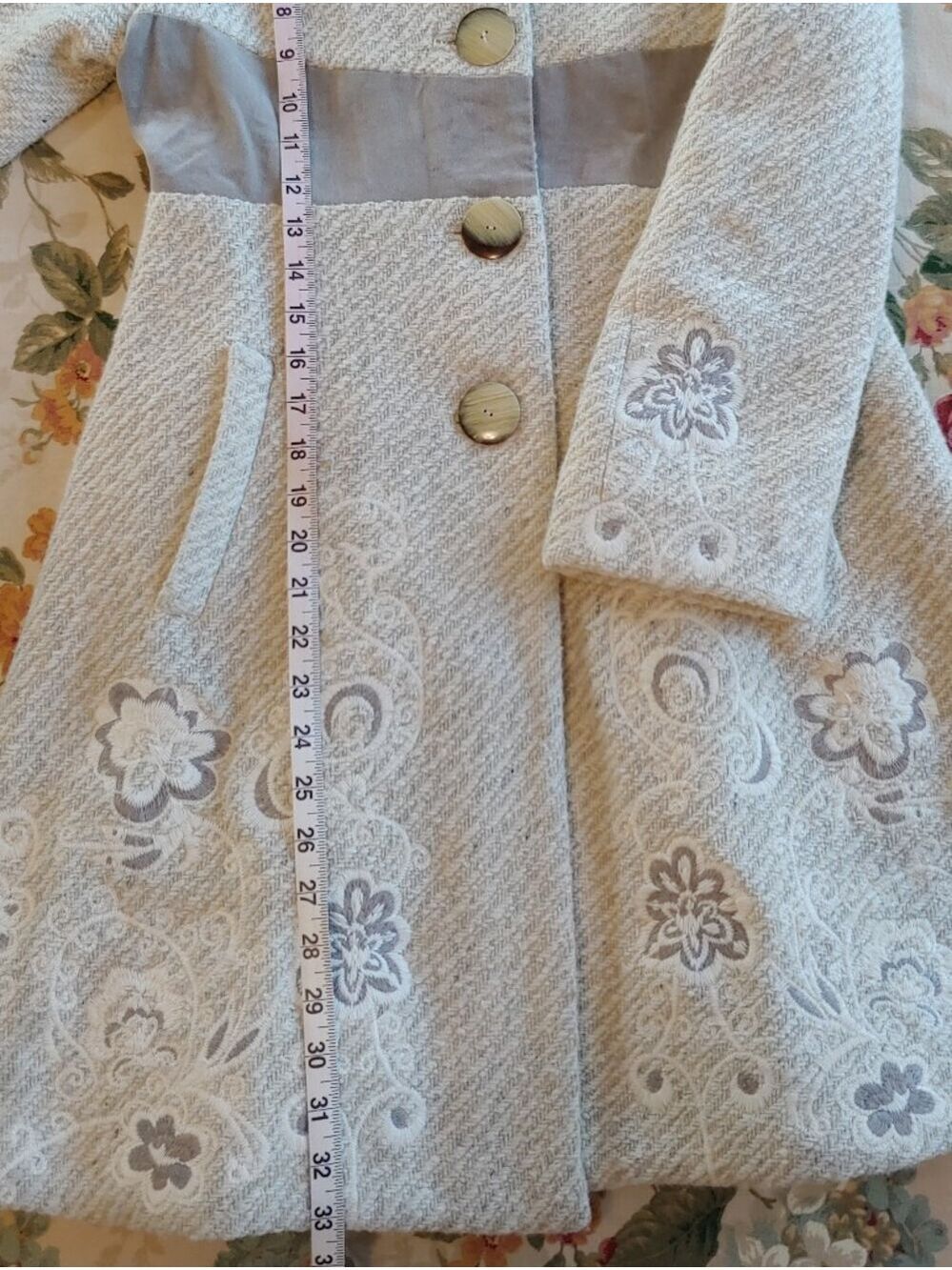 Anthropologie Elevenses Rockwell Wool Blend Retro Look Pea Coat Size 0 Cream - Picture 11 of 16